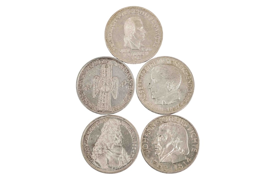BRD Top Five – 5 x 5 DM Gedenkprägungen 1952-1964, - Bild 1 aus 2