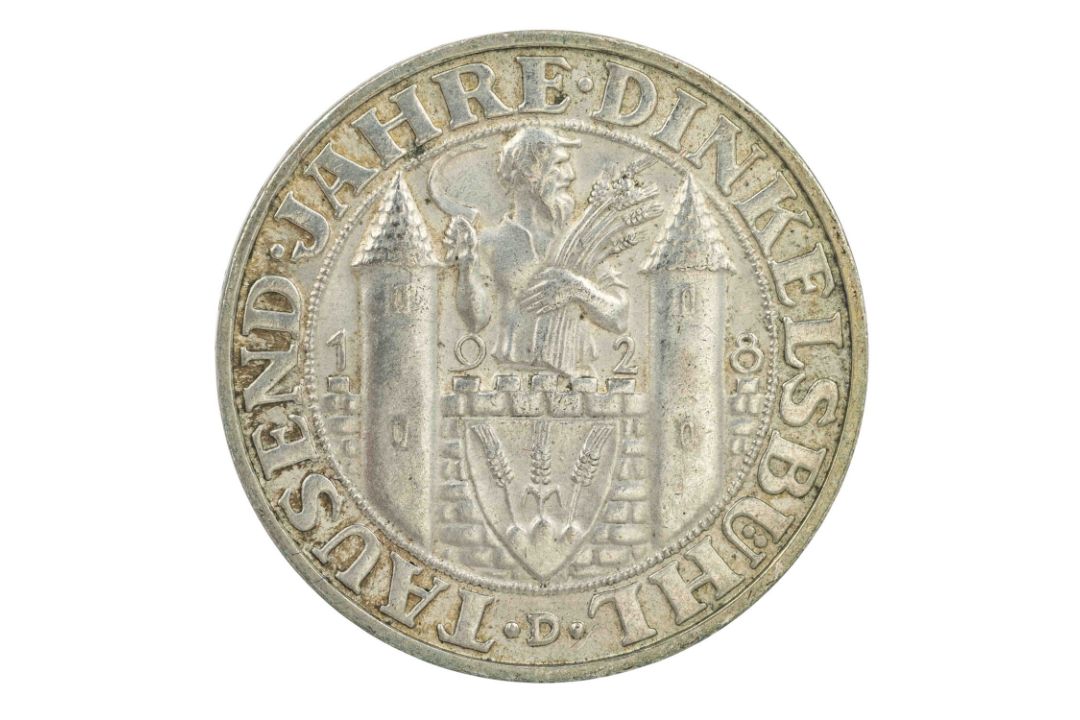 Weimarer Republik - 3 Reichsmark 1928/D, 1000 Jahre Dinkelsbühl, - Bild 1 aus 2