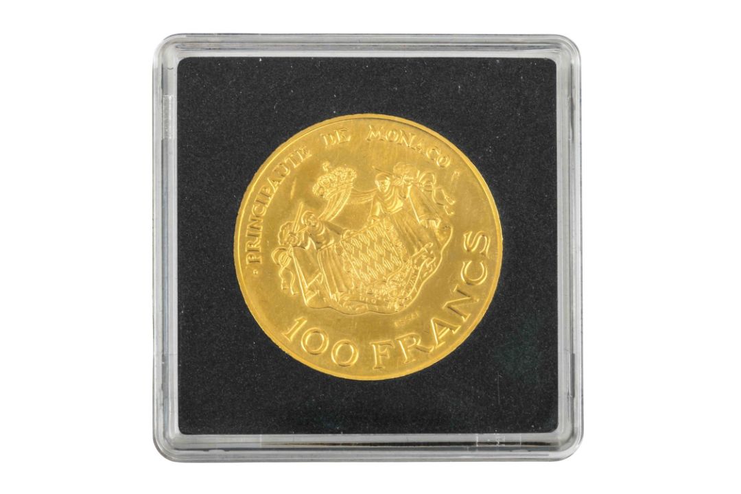 Monaco /GOLD - 100 Francs 1982 Rainier III. – Thronfolger Prinz Albert – Essai - Bild 2 aus 2