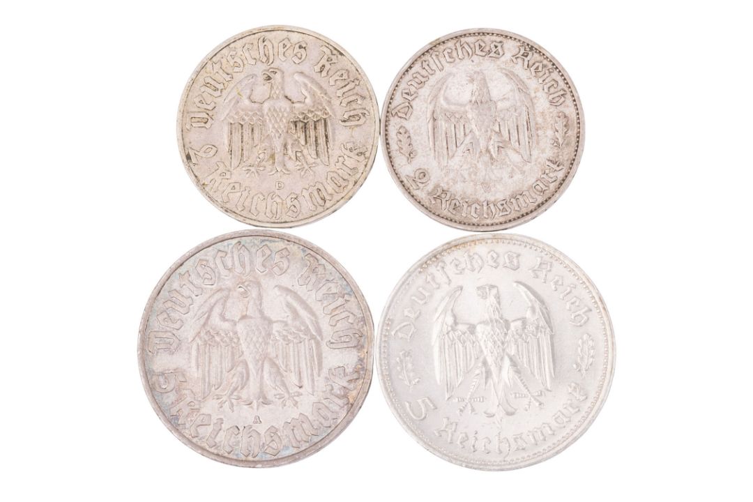 Weimarer Republik/Dt. Reich (1933-1945)/SILBERkonvolut 2x 2 Reichsmark & 2x 5 Reichsmark "Luther" &  - Bild 2 aus 2