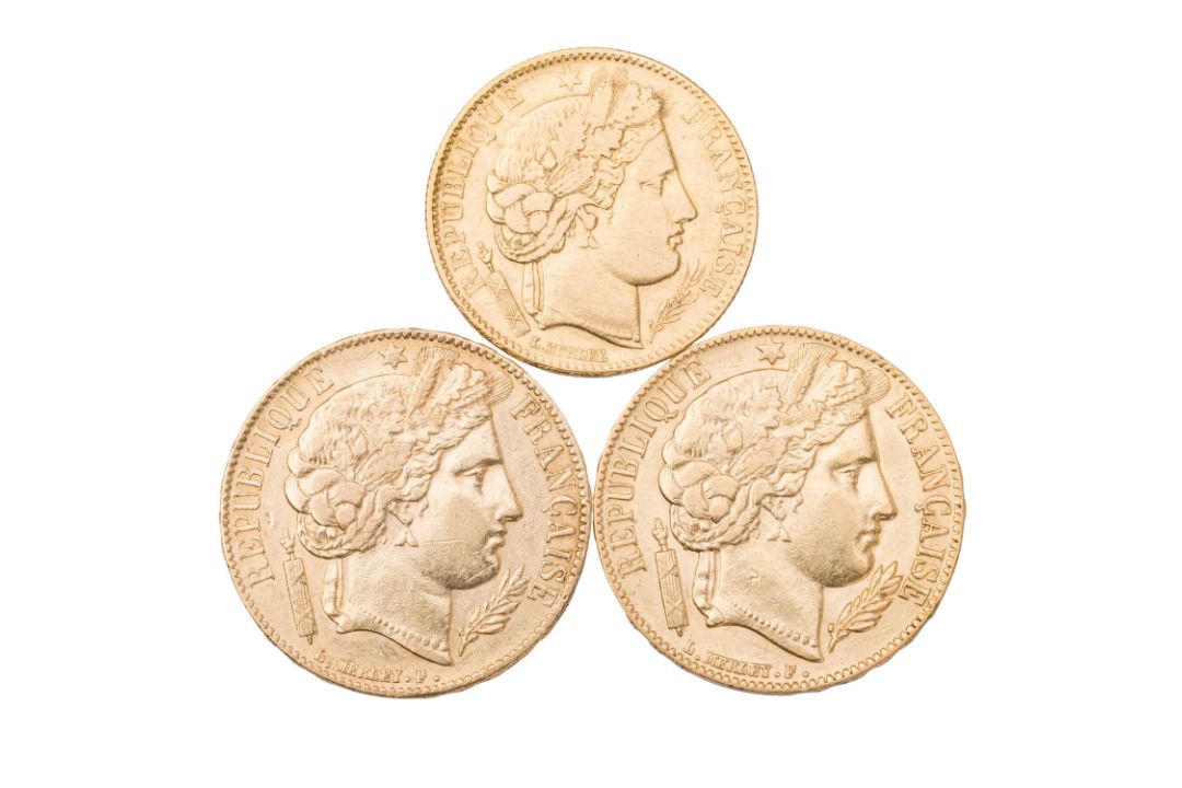 Frankreich - Kl. Lot / 2. Republik (1848-1852), 1x 10 Fr & 2x 20 Fr. 'Ceres' - Bild 1 aus 2