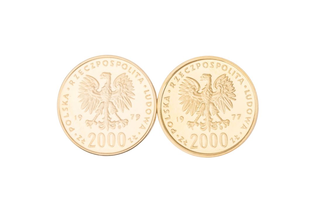 2 x Polen /Gold - 2000 Zloty 1977/1979 / Warschau, Chopin/ Kopernikus, vz, - Bild 2 aus 2