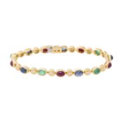 Armband mit Saphir-, Rubin-, Smaragdcabochons 