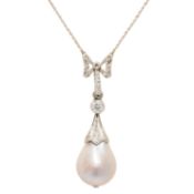 Belle Époque Collier mit 23 Diamanten von zus. ca. 0,35 ct,