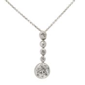 Art Déco zierliches Collier mit Altschliffdiamanten, 