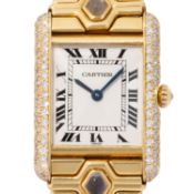 CARTIER sehr seltene Vintage Tank PM "Karnak bleu" Damenuhr, Ref. WL4004CF. Mit Box und Papieren aus