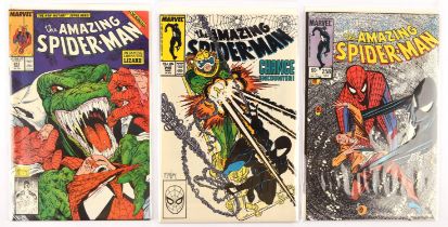 The Amazing Spider-Man Nos. 258, 298, 313 - a group of 3 issues featuring classic covers and key