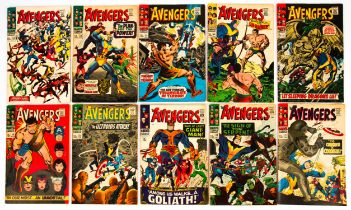 The Avengers: a group of 12 Silver and Bronze-age issues Between Nos. 28 - 46 featuring 1st