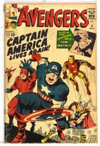 Avengers No. 4 - featuring 1st appearance of Captain America in Silver-Age (Marvel Comics, 1964).