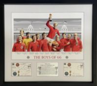 England 1966 Signed World Cup winners display - Autographed by the full 11 winning team on two
