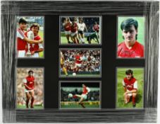Arsenal FC - Charlie Nicholas autograph display, featuring 7 glossy photographs all signed in black