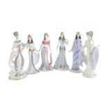 Six historical lady figurines