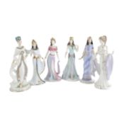 Six historical lady figurines