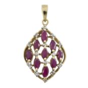 9ct gold ruby & diamond pendant