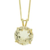 9ct gold citrine single-stone pendant, with chain