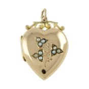 Early 20th century split pearl heart locket pendant