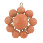 Late 19th century coral & split pearl pendant