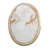 9ct gold shell cameo brooch