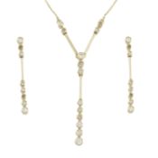 9ct gold diamond necklace & earrings set