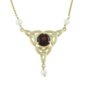 9ct gold garnet & cultured pearl necklace