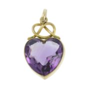 An early 20th century amethyst heart pendant