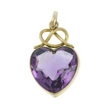 An early 20th century amethyst heart pendant
