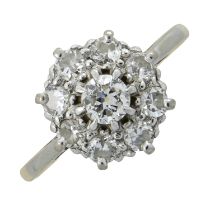 A mid 20th century diamond cluster ring