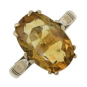 A citrine single-stone ring
