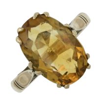 A citrine single-stone ring