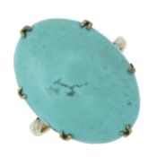 An early 20th century turquoise single-stone ring