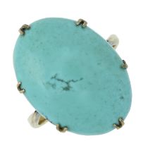 An early 20th century turquoise single-stone ring
