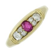 An Edwardian 18ct gold synthetic ruby & diamond ring