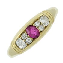 An Edwardian 18ct gold synthetic ruby & diamond ring