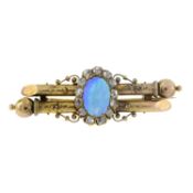 A late 19th century opal & rose-cut diamond brooch