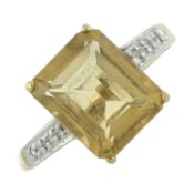 A 9ct gold citrine & diamond dress ring