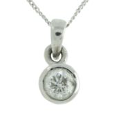 A platinum diamond single-stone pendant, with chain