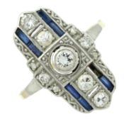A mid 20th century sapphire & diamond dress ring