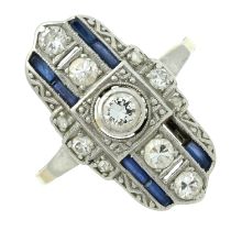 A mid 20th century sapphire & diamond dress ring