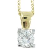 An 18ct gold diamond single-stone pendant, with chain