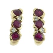 A pair of 9ct gold ruby & diamond earrings