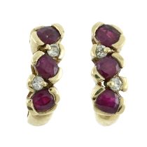 A pair of 9ct gold ruby & diamond earrings