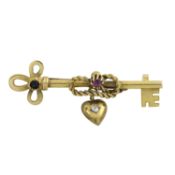 A late 19th century gem & diamond brooch
