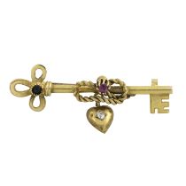 A late 19th century gem & diamond brooch
