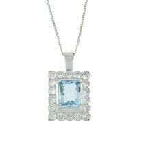 An 18ct gold aquamarine & diamond pendant, with chain