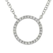 A diamond pendant, on an integral chain