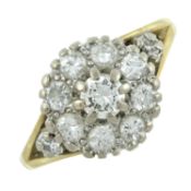 An 18ct gold diamond cluster ring