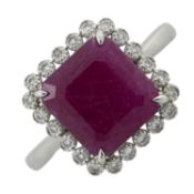 A ruby & diamond cluster ring