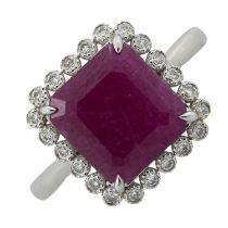A ruby & diamond cluster ring