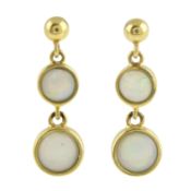A pair of 9ct gold opal drop earrings