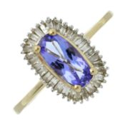 A 9ct gold tanzanite & diamond cluster ring